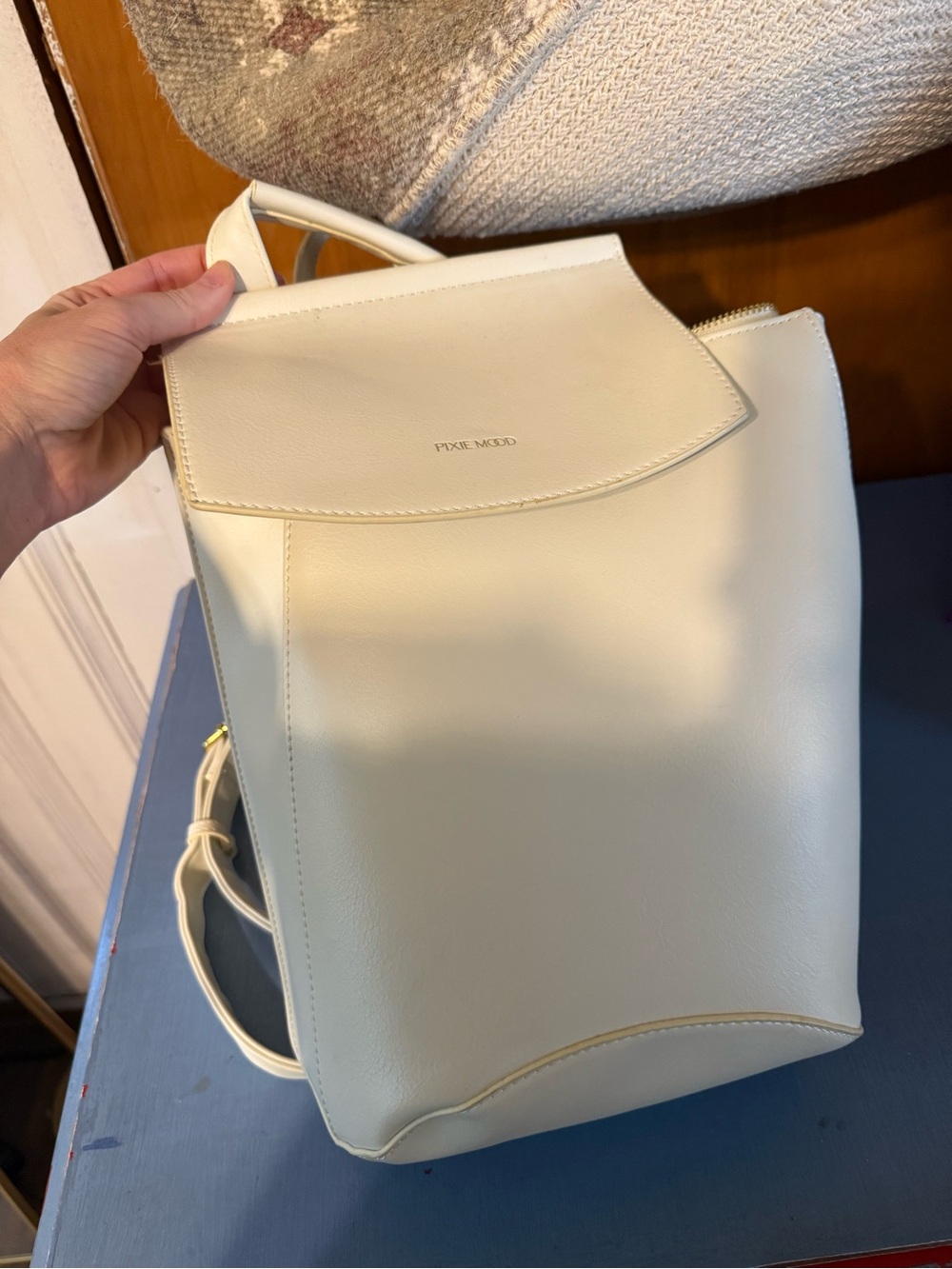 Pixie Mood Cream Faux-Leather Convertible Backpack Tote